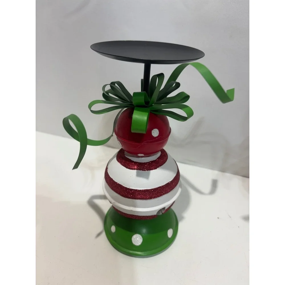Burton Burton Candle Holders OS Red Green Jingle Bell Metal Set of 2 Christmas
